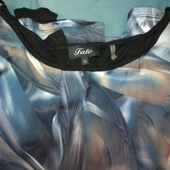 Fate, Multi- color abstract Women's long sleeve blouse, shiny/smooth - Picture 8 of 9